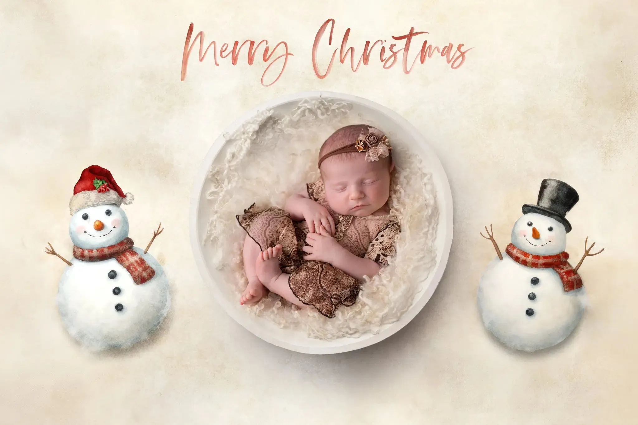 Christmas Snowman Watercolor Digital Background