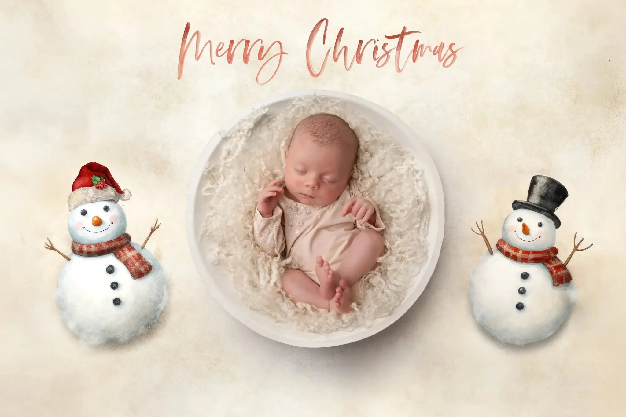 Christmas Snowman Watercolor Digital Background
