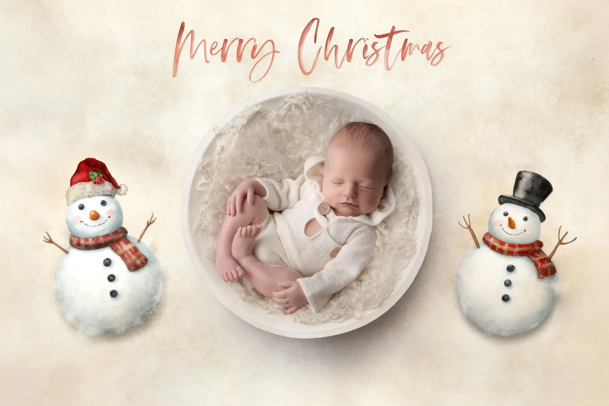 Christmas Snowman Watercolor Digital Background