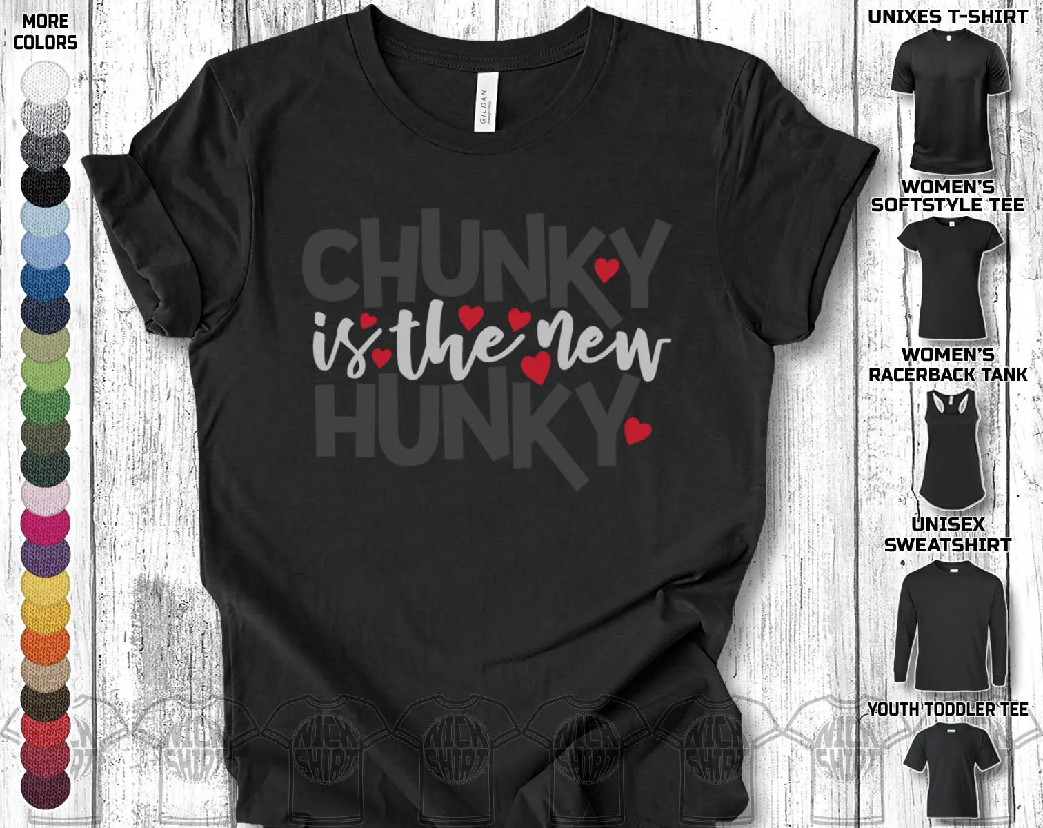Chunky Hunky Happy Valentine's Day Heart Friends Girlfriend Boyfriend Wife Husband Family Gift Unisex T-Shirt