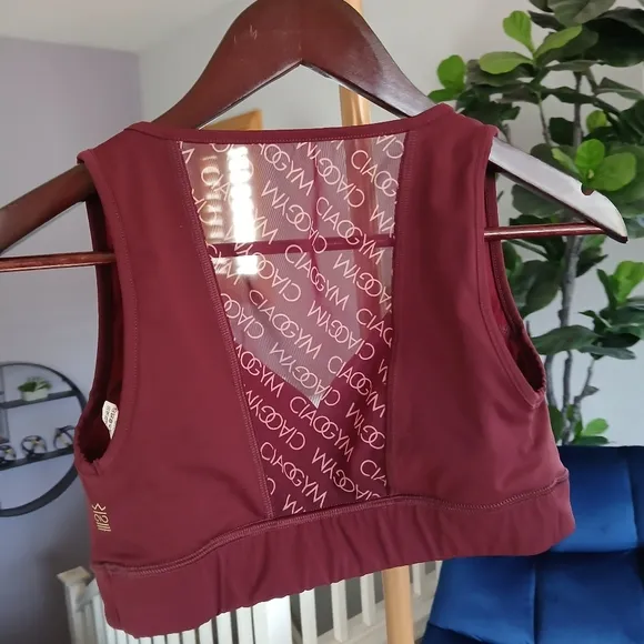 CIAOGYM All Over Me Bordeaux Sport Bra. Made in Italy. Size M