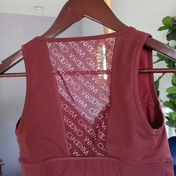 CIAOGYM All Over Me Bordeaux Sport Bra. Made in Italy. Size M