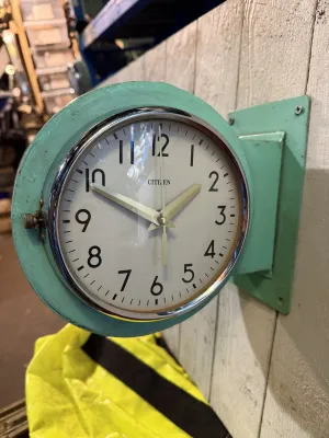 Citizen Maritime Double sided Vintage Wall Clock Green Marine Salvage