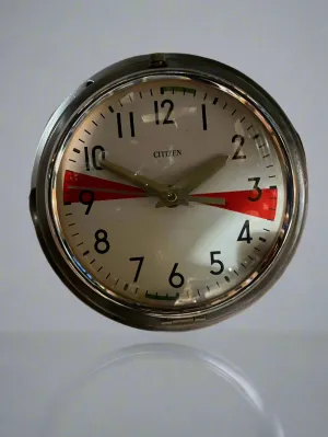 Citizen Maritime Radio Dial Red Dash Green Vintage Clock Polished Marine Salvage