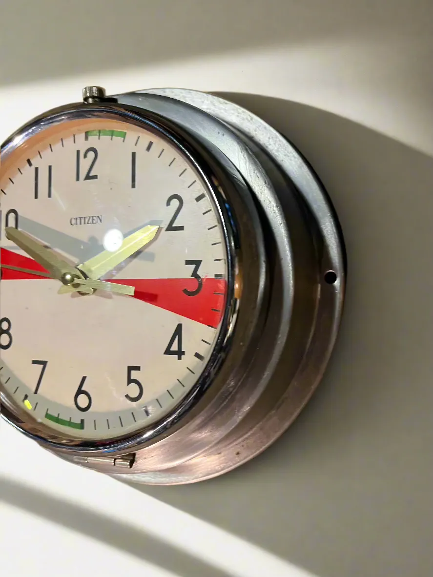 Citizen Maritime Radio Dial Red Dash Green Vintage Clock Polished Marine Salvage