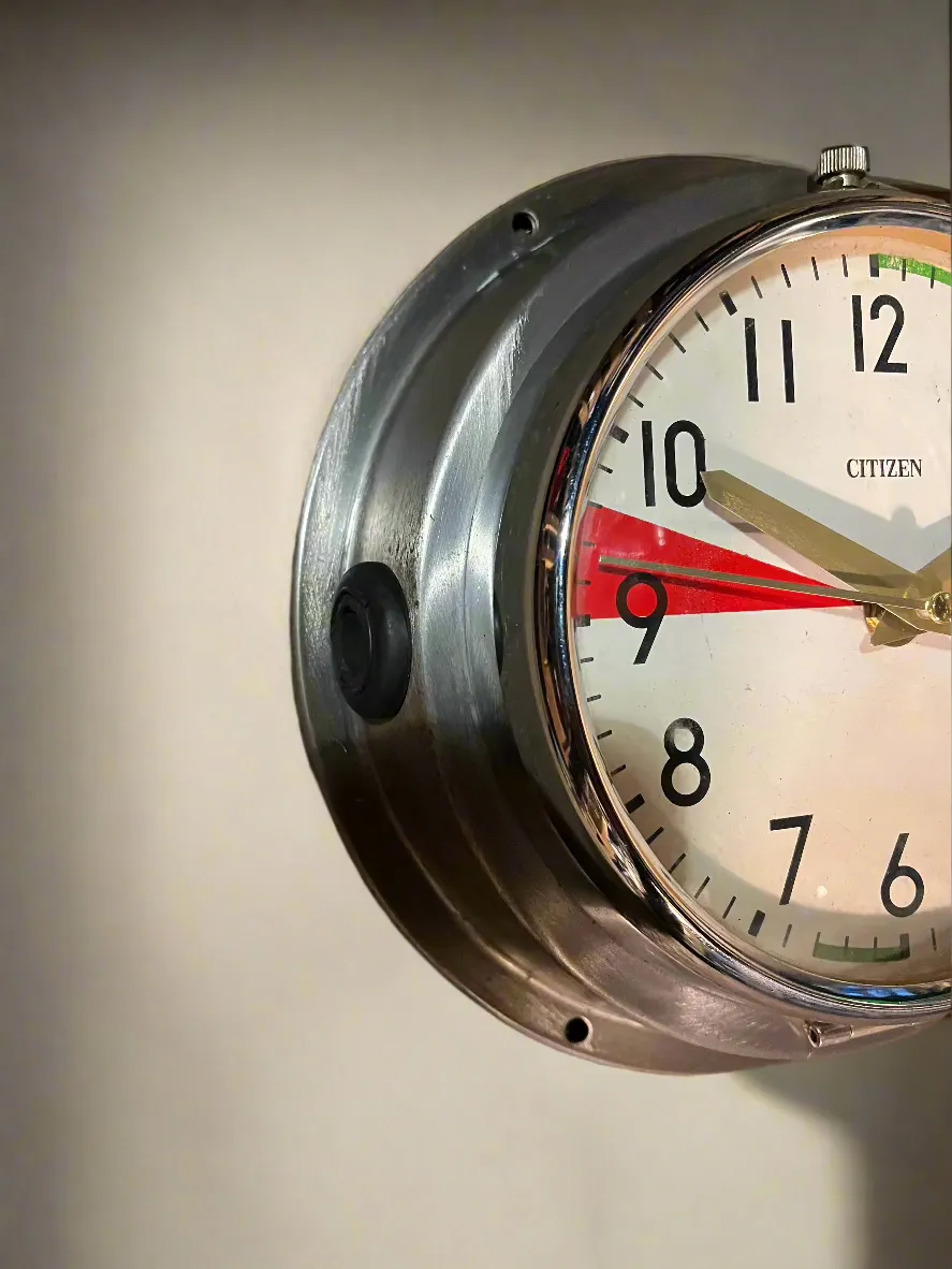 Citizen Maritime Radio Dial Red Dash Green Vintage Clock Polished Marine Salvage