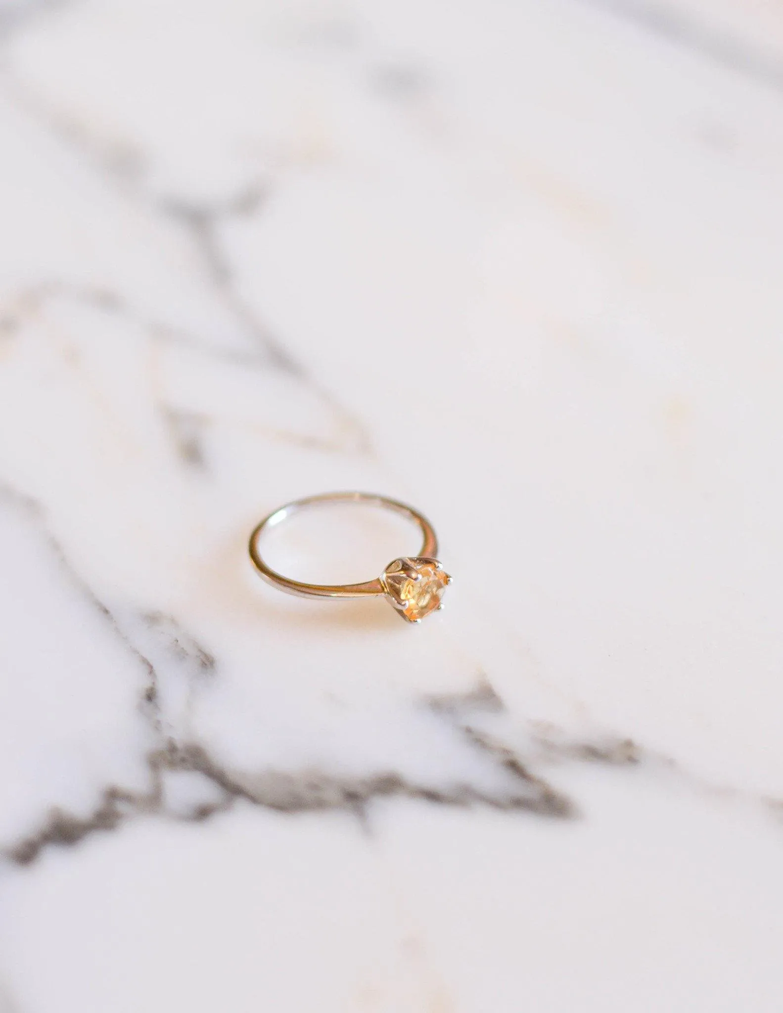 Citrine Solitaire Ring Set in Sterling Silver