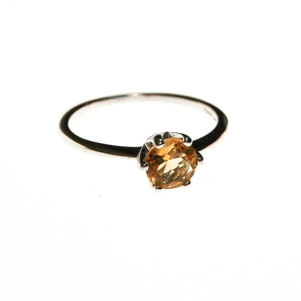 Citrine Solitaire Ring Set in Sterling Silver
