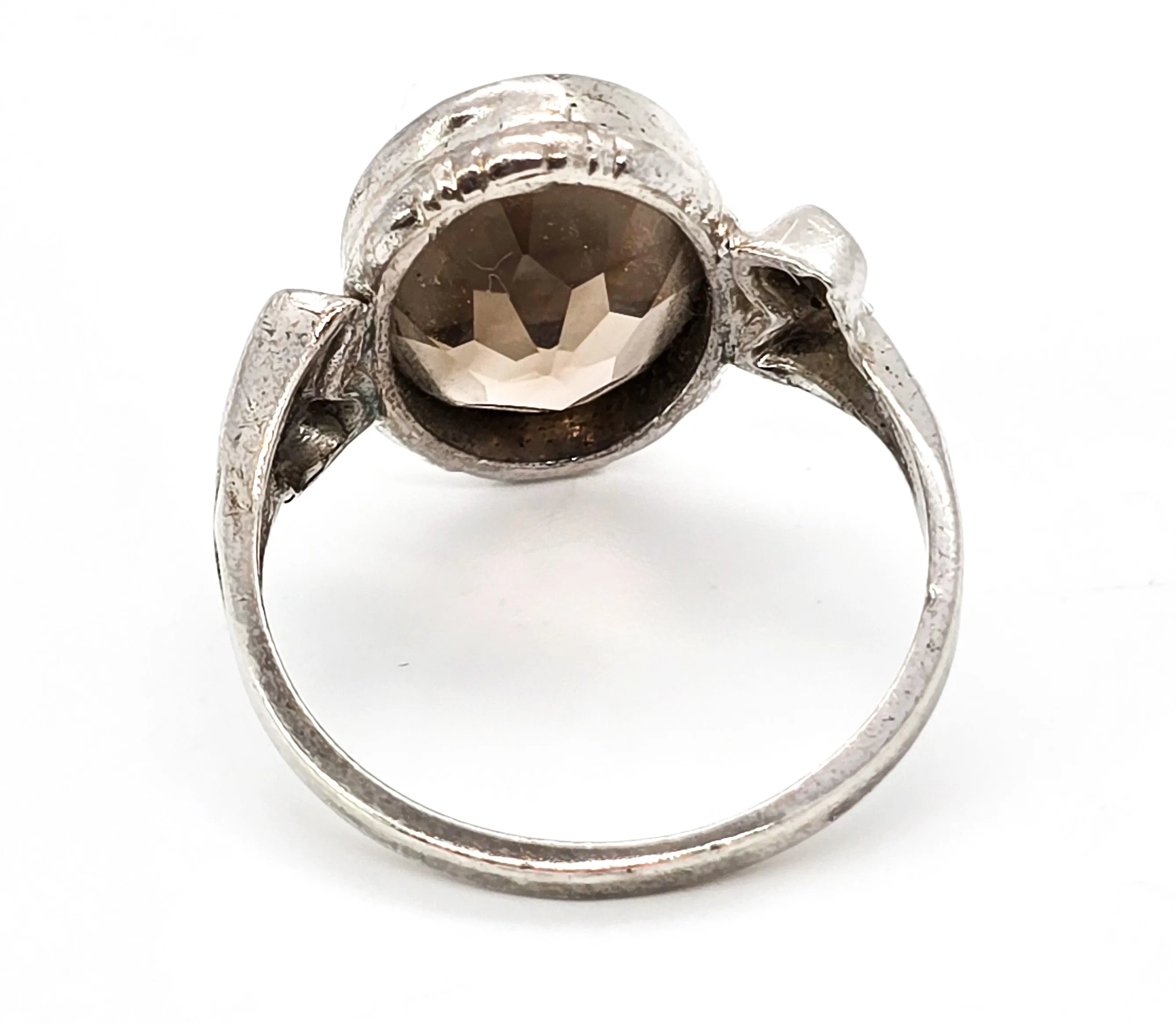 Clark and Coombs Smoky Quartz antique Art Deco sterling silver ring size 7.5
