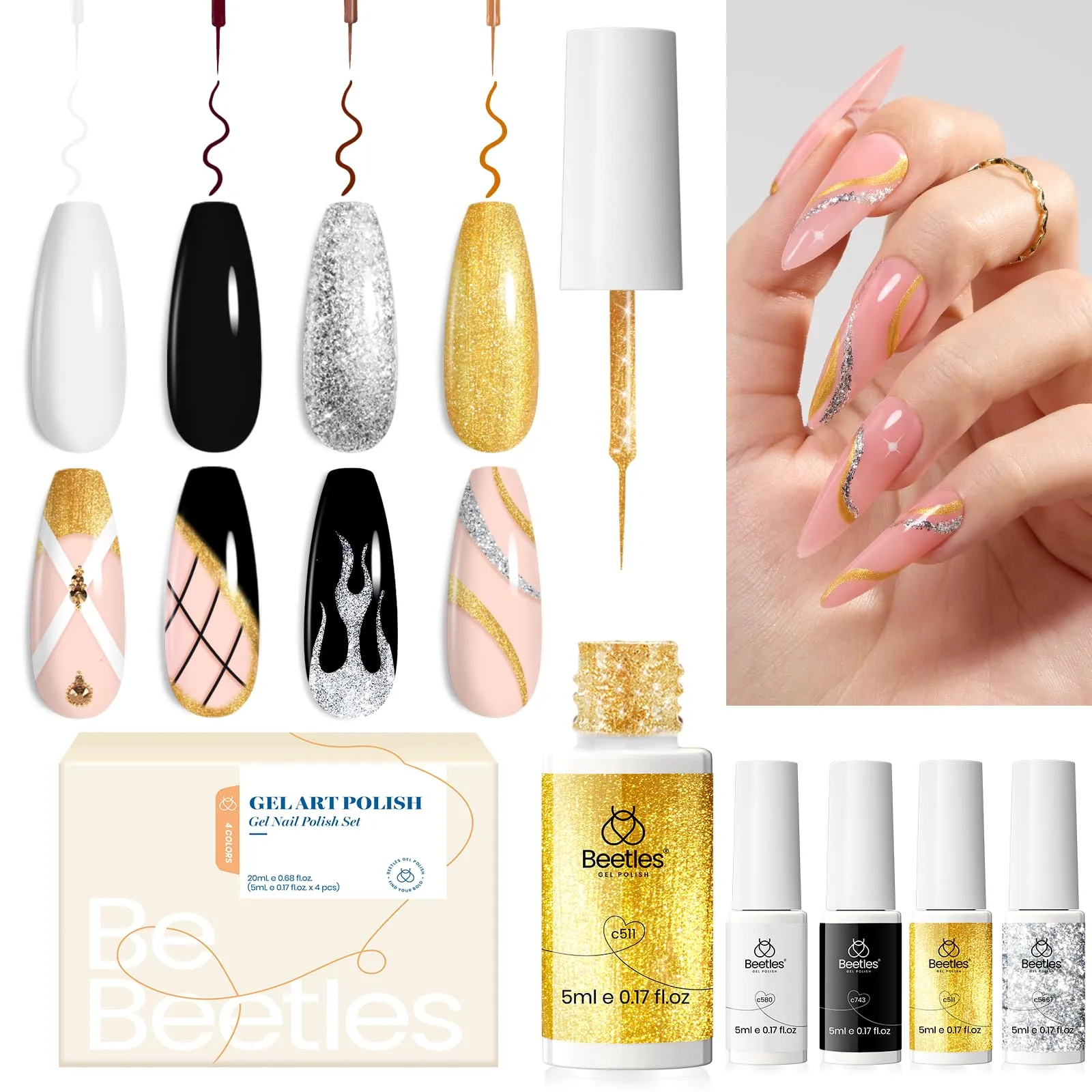 Classic Luxury | Nail Art Gel Liner 4 Colors Set