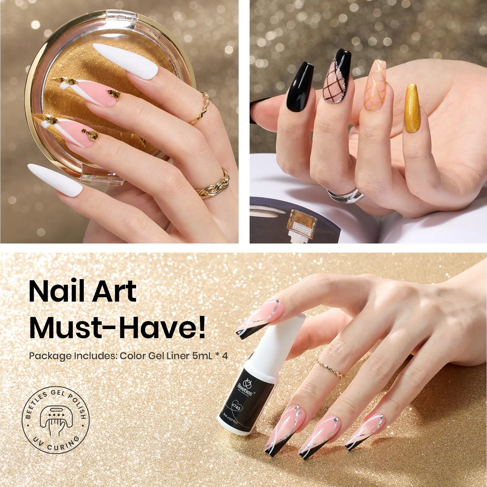 Classic Luxury | Nail Art Gel Liner 4 Colors Set
