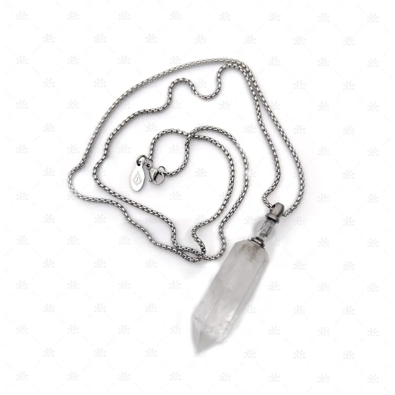 Clear Quartz Gemstone Vial Necklace
