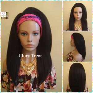 CLEARANCE // Half Wig - Free Handmade Crochet Headband - Yaki Straight Half Wig - Beginner  Friendly Wig, Glory Tress  // LUXURY