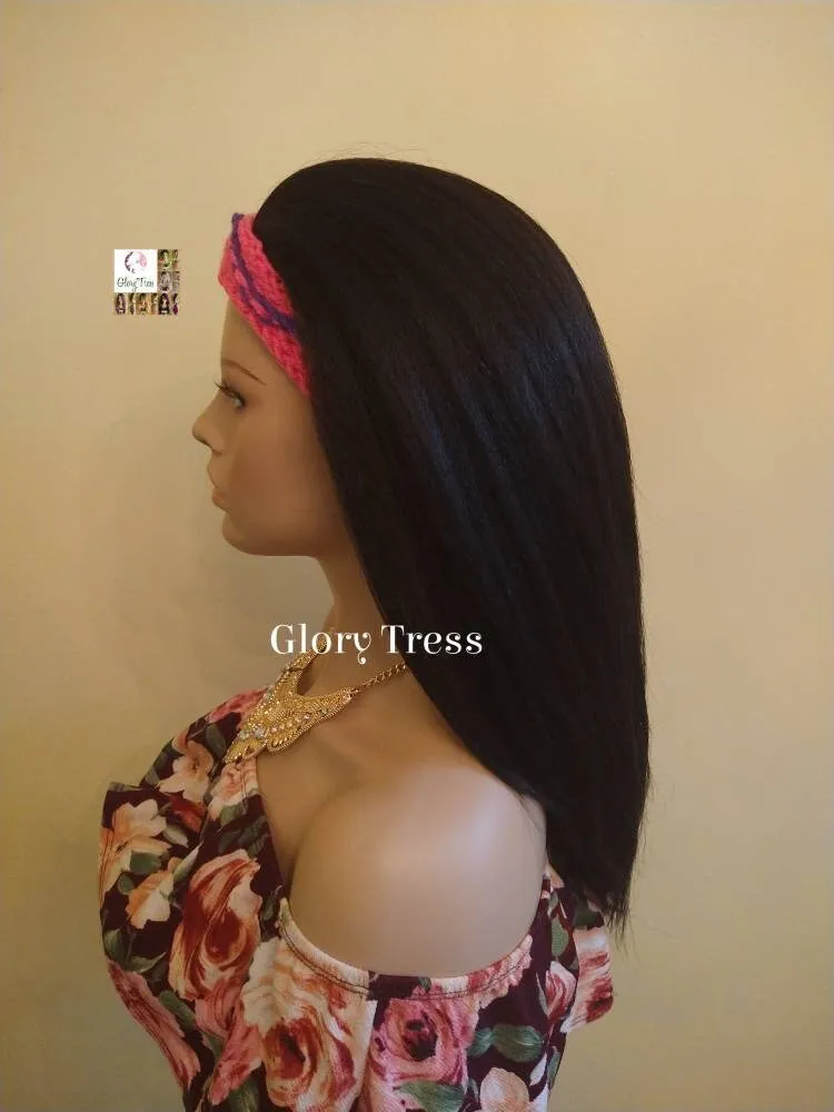 CLEARANCE // Half Wig - Free Handmade Crochet Headband - Yaki Straight Half Wig - Beginner  Friendly Wig, Glory Tress  // LUXURY