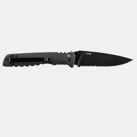 Coast TX399 Tactical Double Lock Black Partially Serrated Black Blade CO-K20825