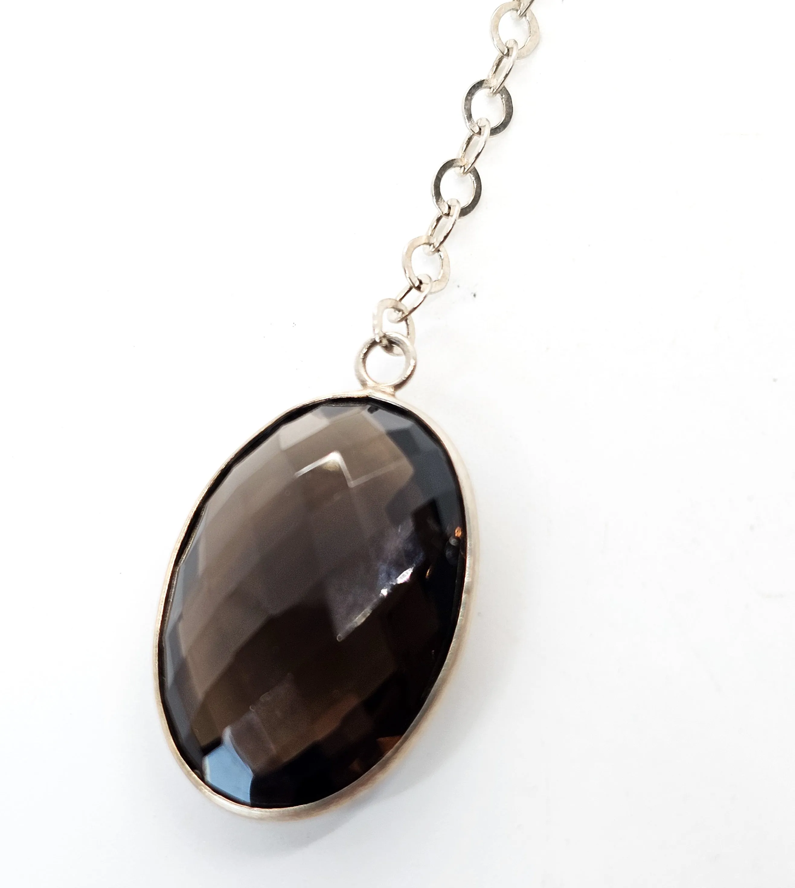 Colleen Lopez smoky quartz, chrysoprase jade & labradorite sterling silver station necklace