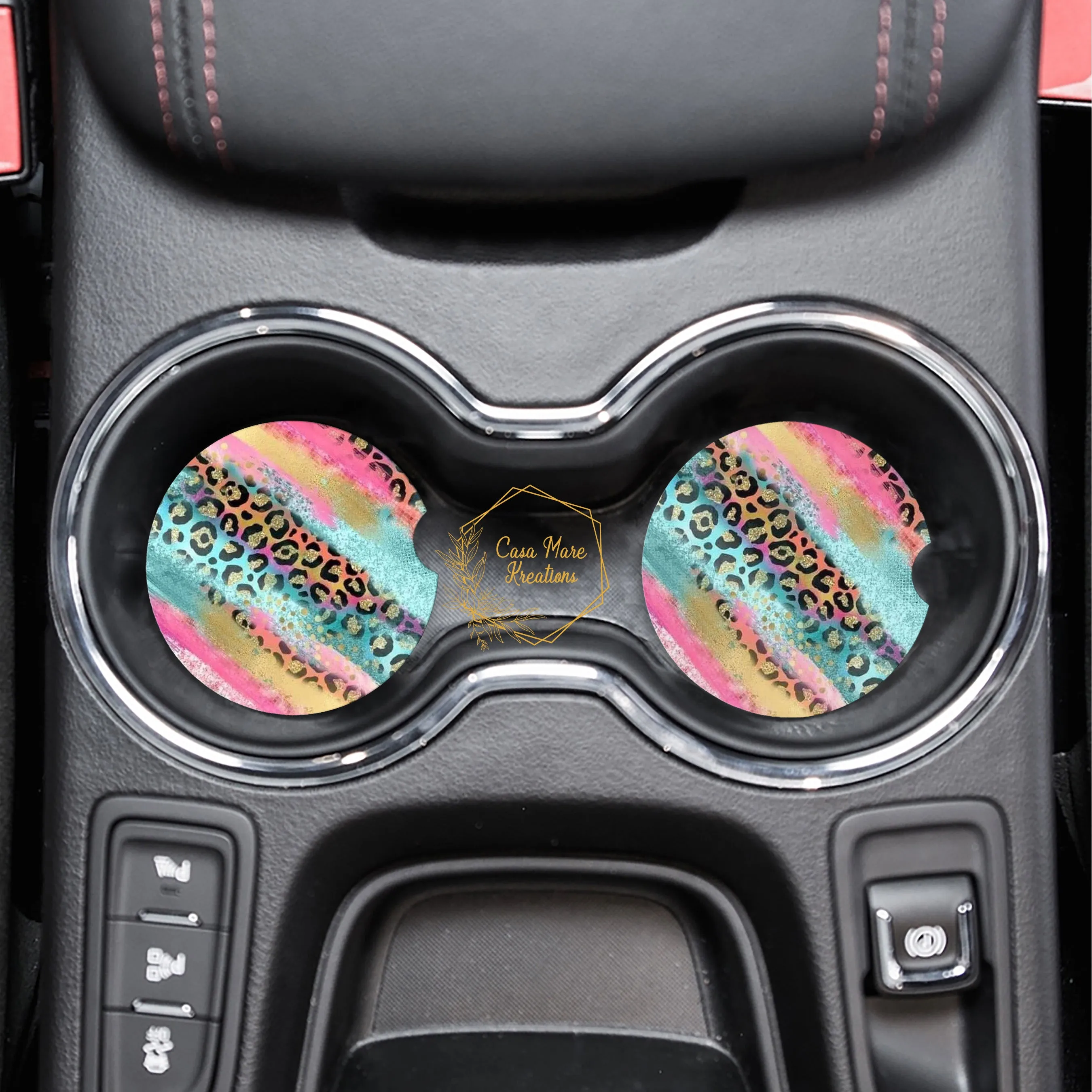 Colorful Cheetah 2.75" Car Coasters