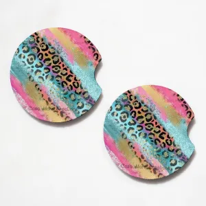 Colorful Cheetah 2.75" Car Coasters