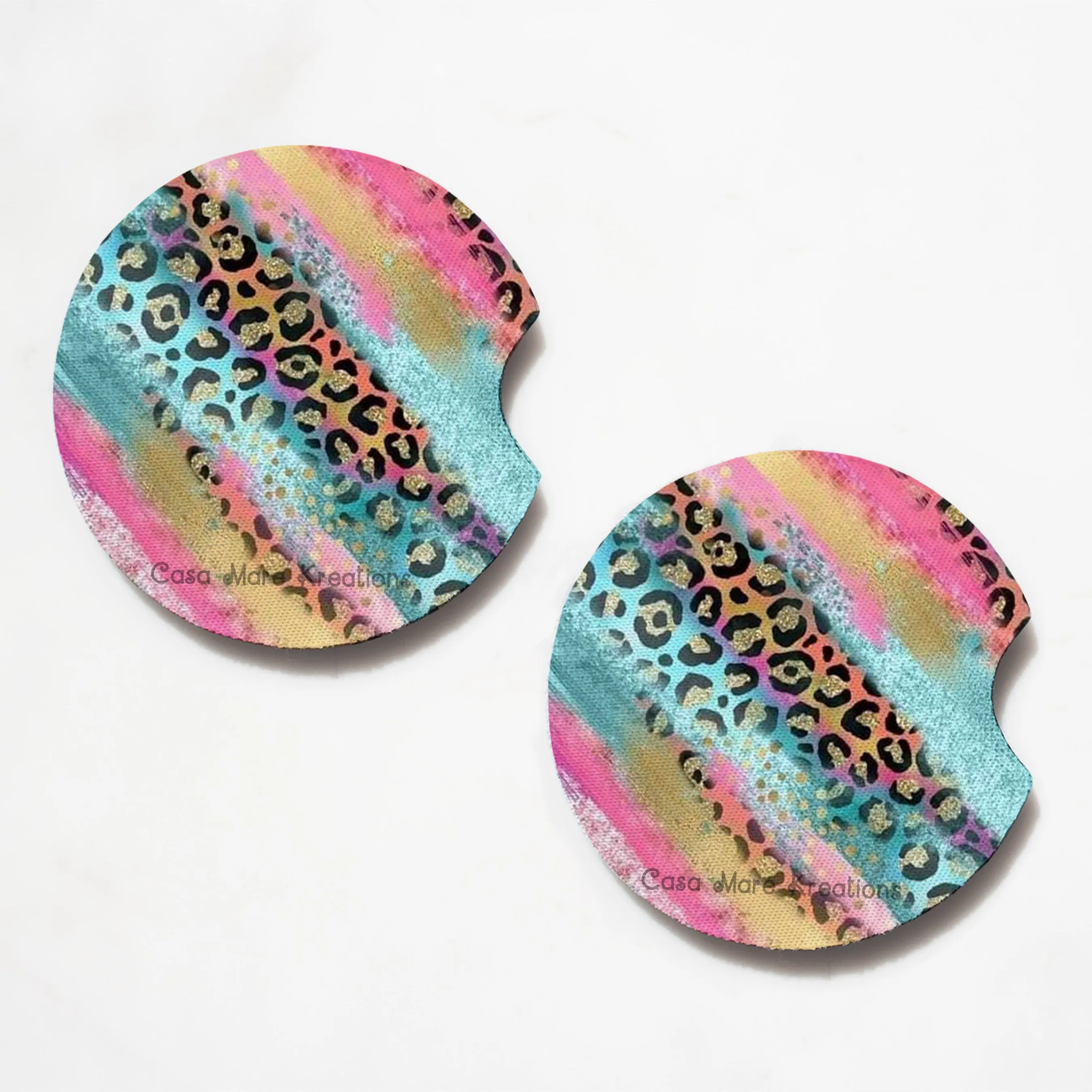 Colorful Cheetah 2.75" Car Coasters