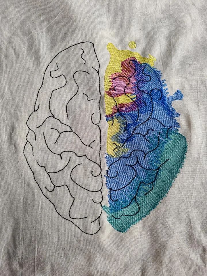 Colorful Creative Brain Sketchy (6 sizes included) machine embroidery design DIGITAL DOWNLOAD