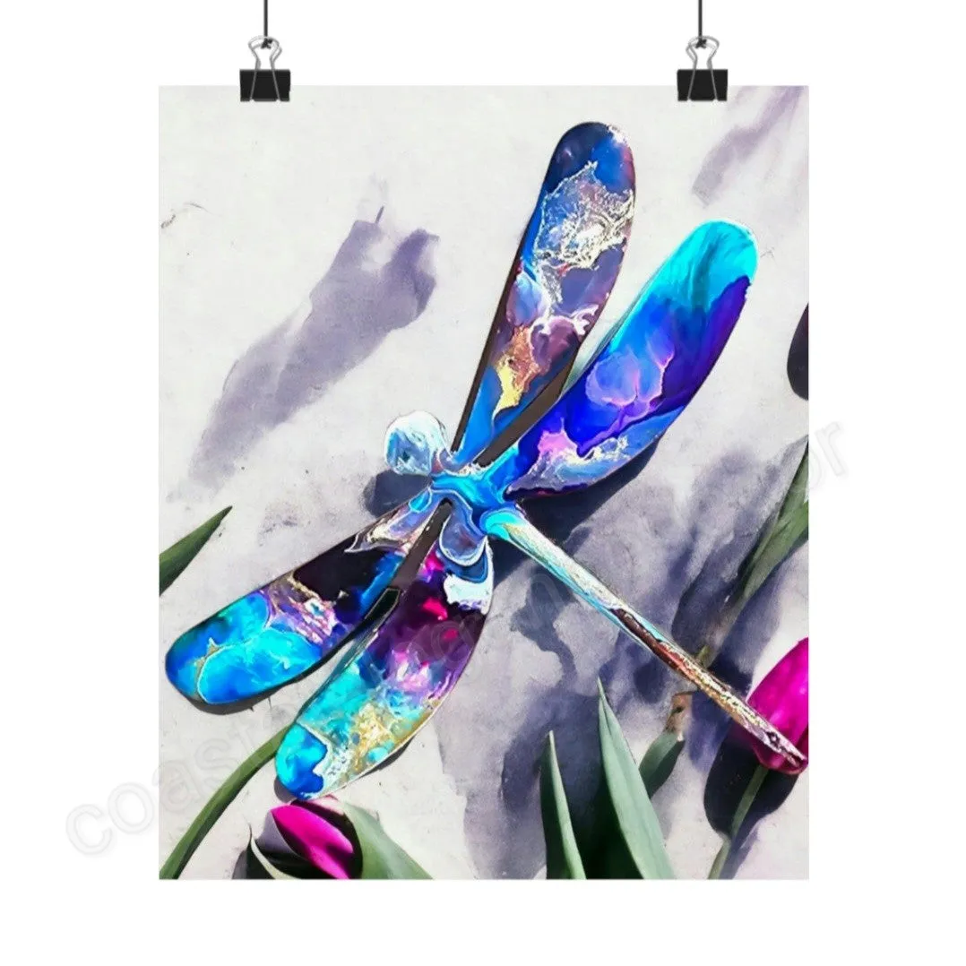 Colorful Dragonfly Museum Grade Poster Print Matte