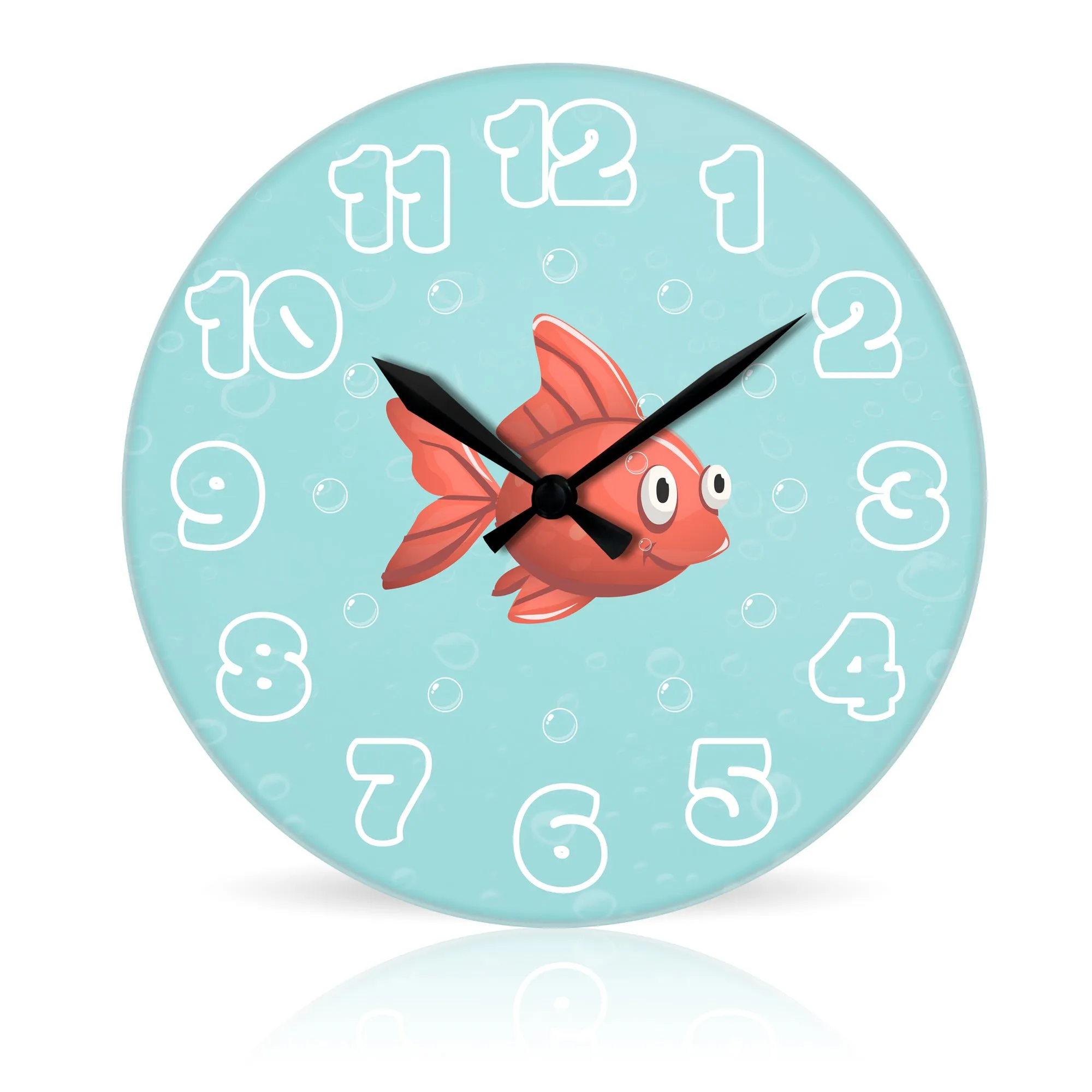 Colorful Fish <br>Round Acrylic Wall Clock 10.75"