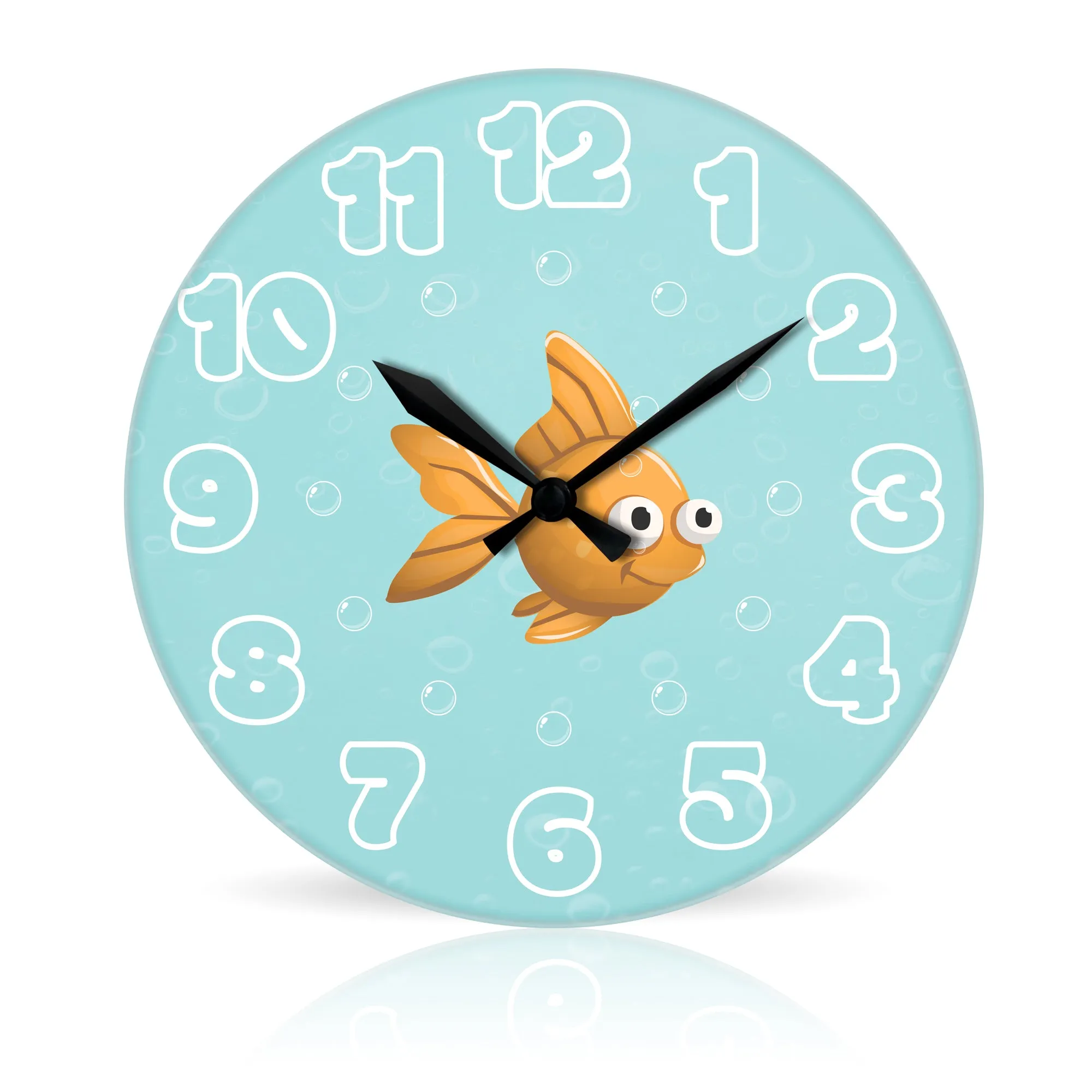 Colorful Fish <br>Round Acrylic Wall Clock 10.75"