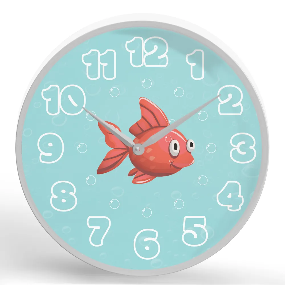 Colorful Fish <br>Round Framed Wall Clock 11.75"