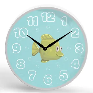 Colorful Fish <br>Round Framed Wall Clock 11.75"