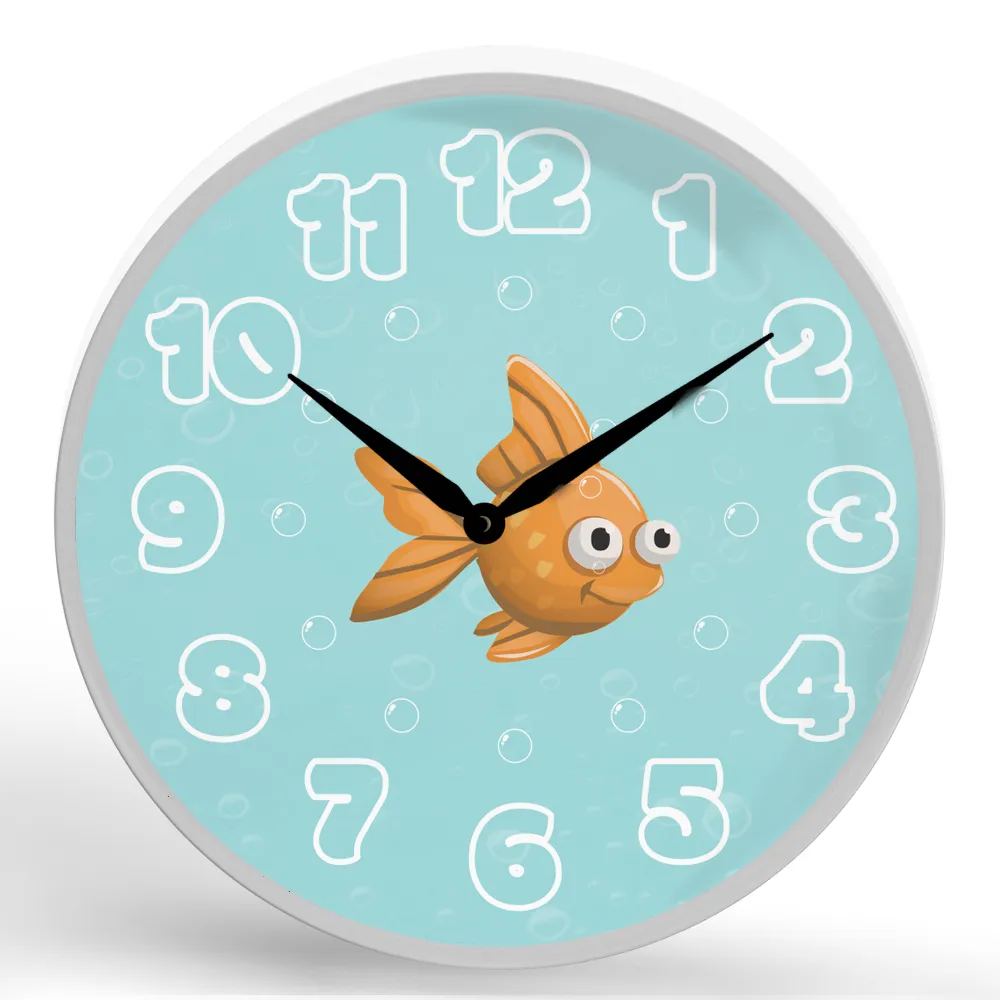 Colorful Fish <br>Round Framed Wall Clock 11.75"
