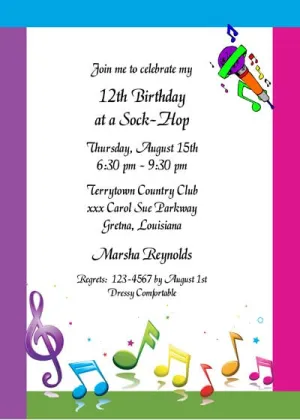 COLORFUL MUSICAL NOTES CUSTOM INVITATION