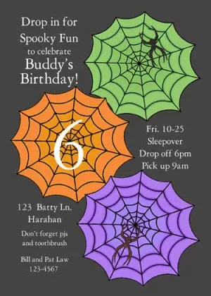 COLORFUL SPIDER WEBS CUSTOM INVITATION