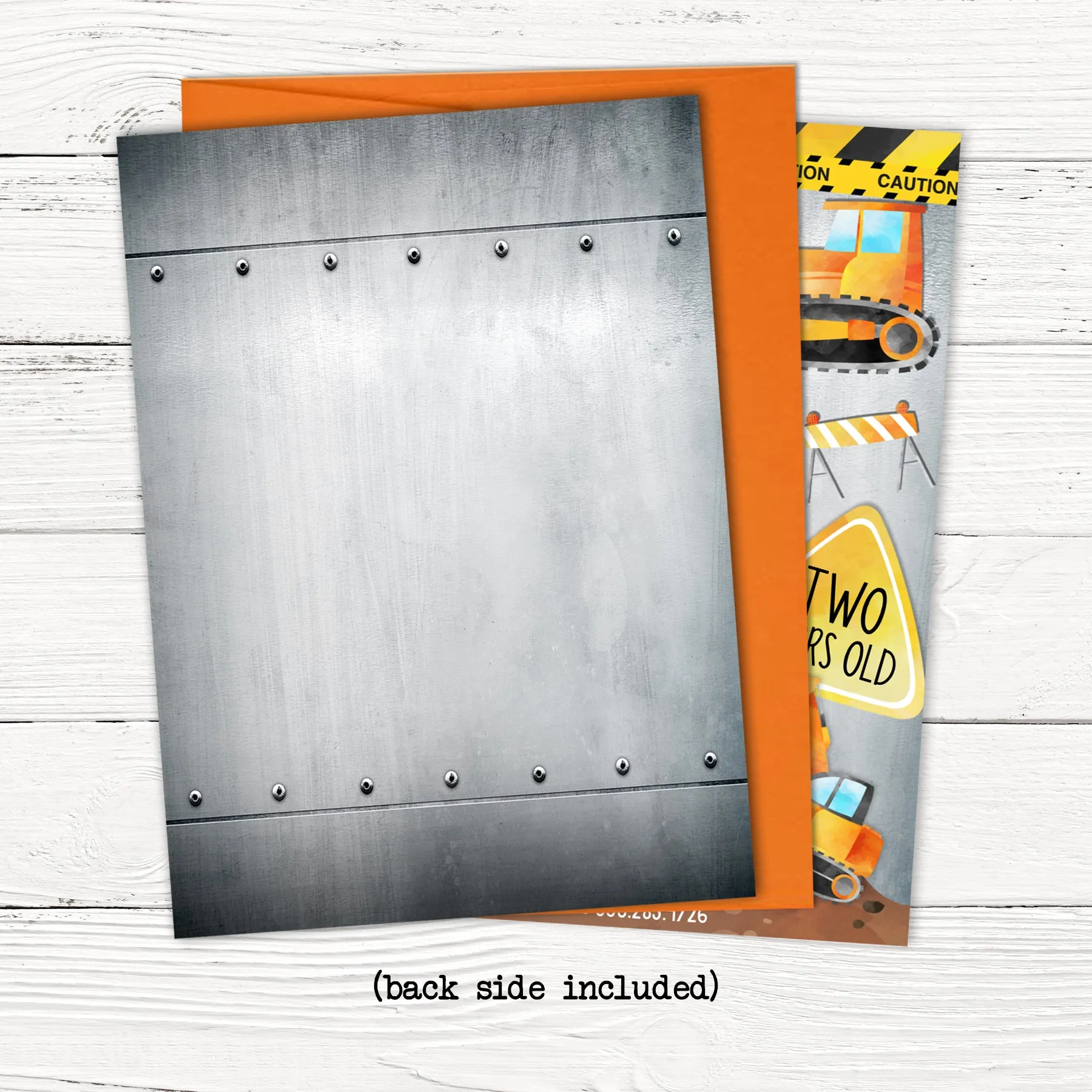 Construction Truck Birthday Party Invitations