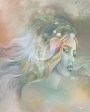 Contemporary Abstract Art Print, Pastel Warm Colors, Ethereal Goddess with Symbolism - "Pele"