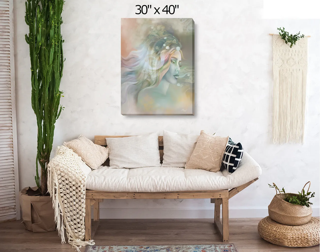 Contemporary Abstract Art Print, Pastel Warm Colors, Ethereal Goddess with Symbolism - "Pele"