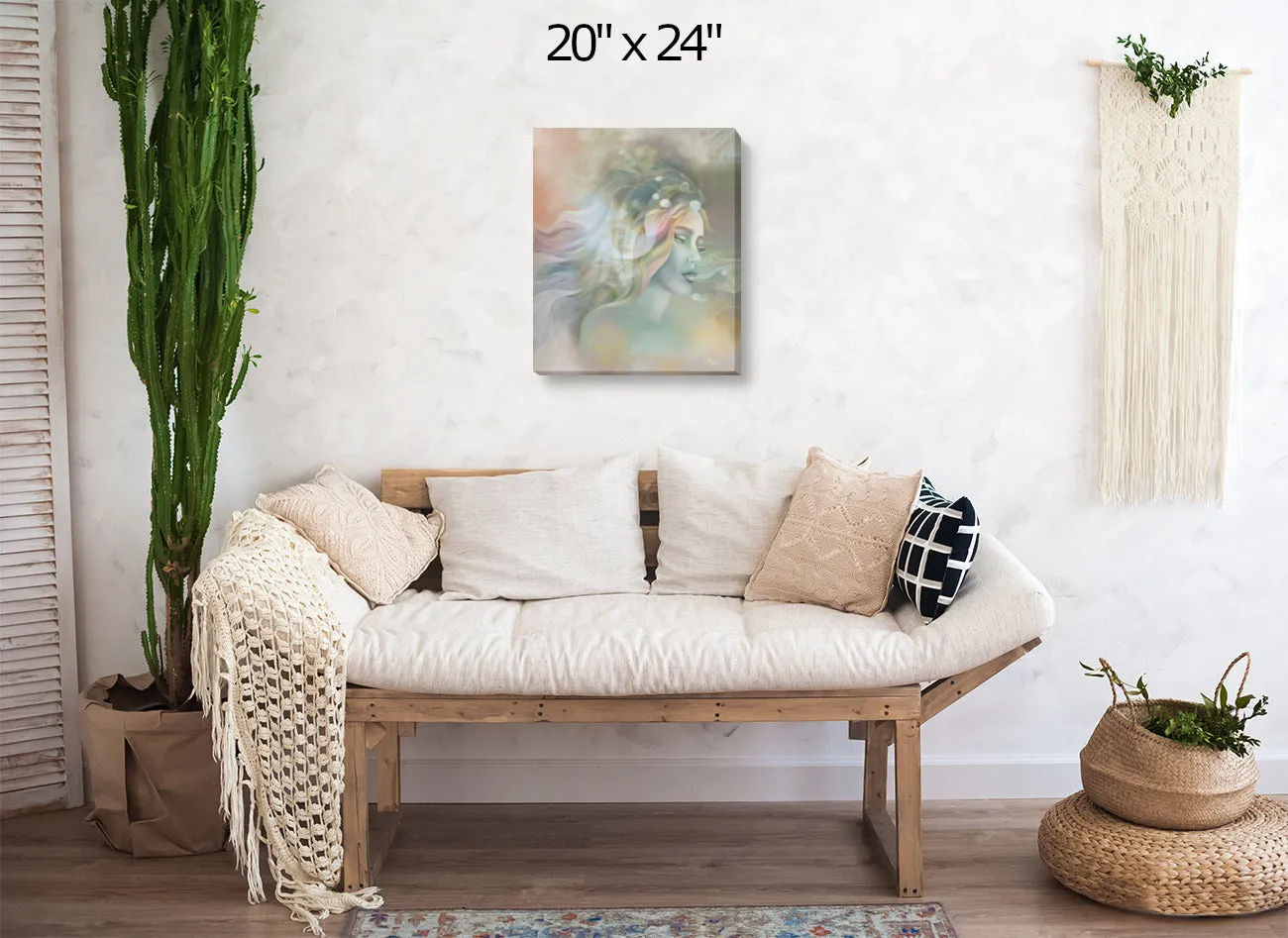 Contemporary Abstract Art Print, Pastel Warm Colors, Ethereal Goddess with Symbolism - "Pele"