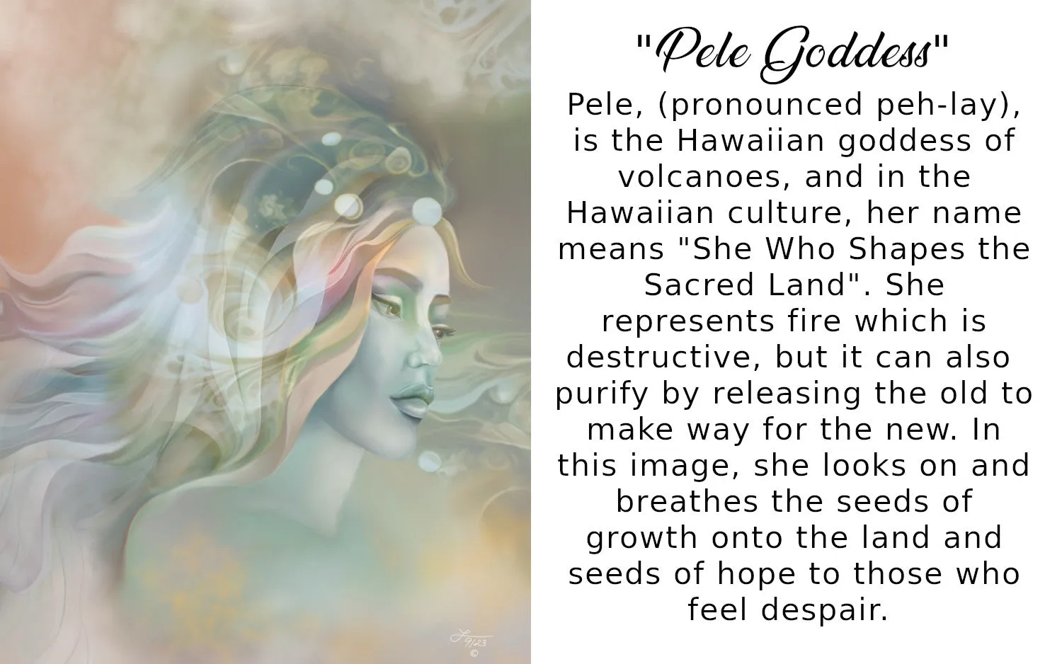 Contemporary Abstract Art Print, Pastel Warm Colors, Ethereal Goddess with Symbolism - "Pele"