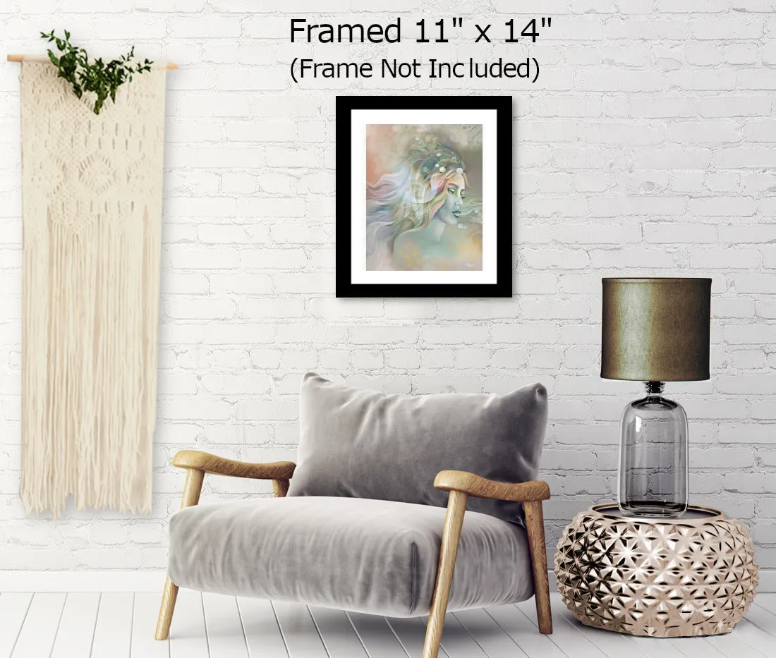 Contemporary Abstract Art Print, Pastel Warm Colors, Ethereal Goddess with Symbolism - "Pele"