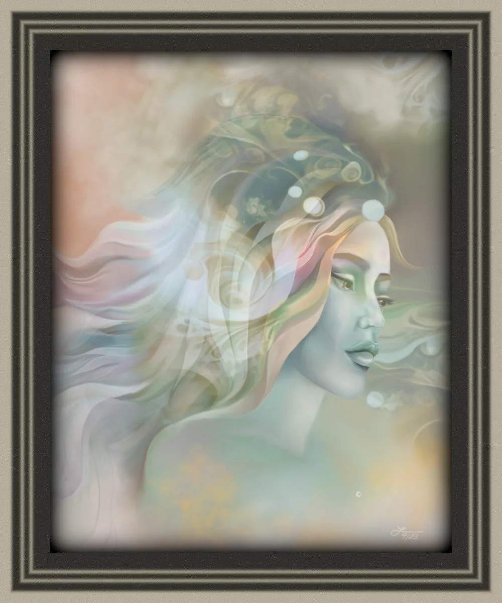 Contemporary Abstract Art Print, Pastel Warm Colors, Ethereal Goddess with Symbolism - "Pele"
