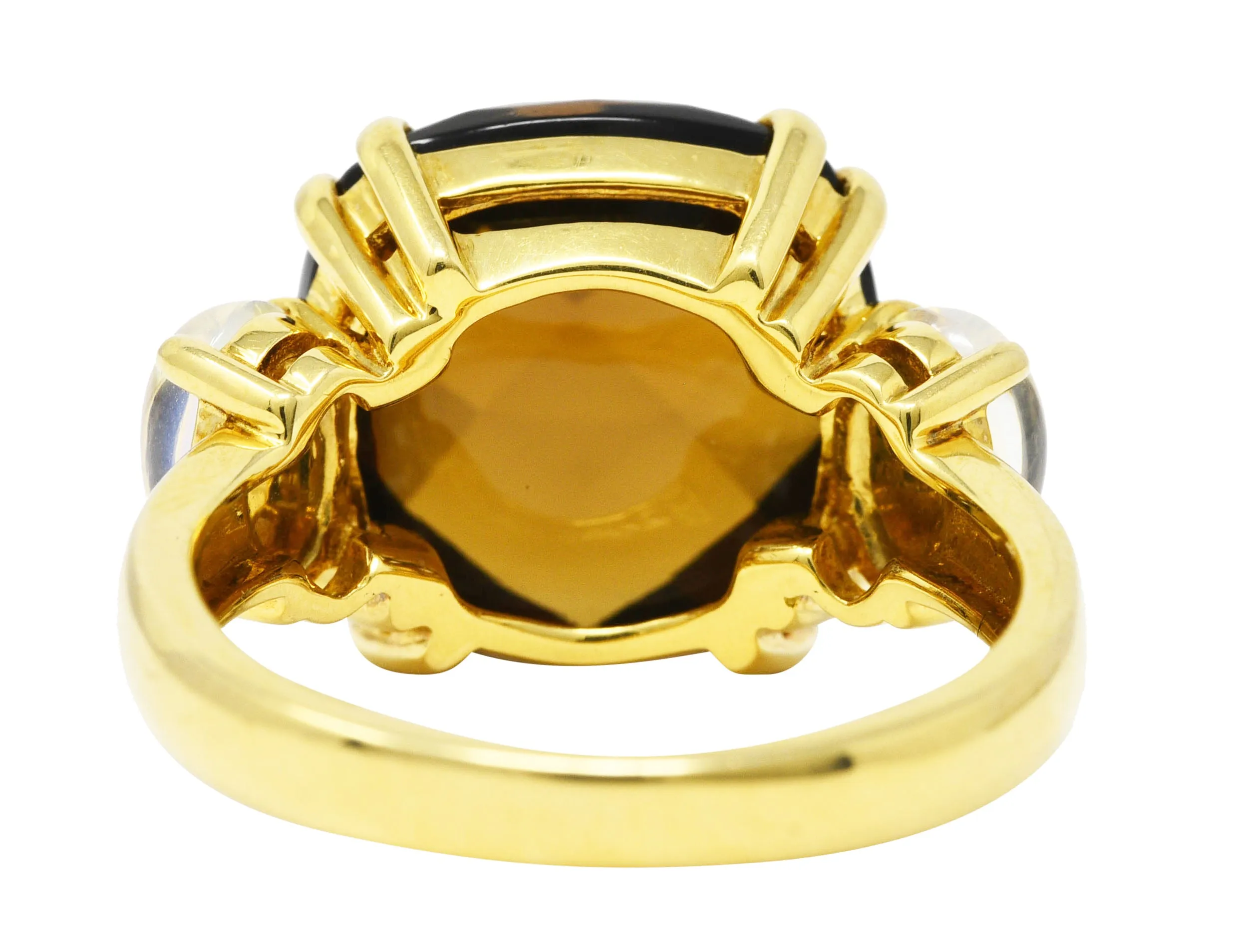 Contemporary Citrine Moonstone 18 Karat Yellow Gold Gemstone Ring