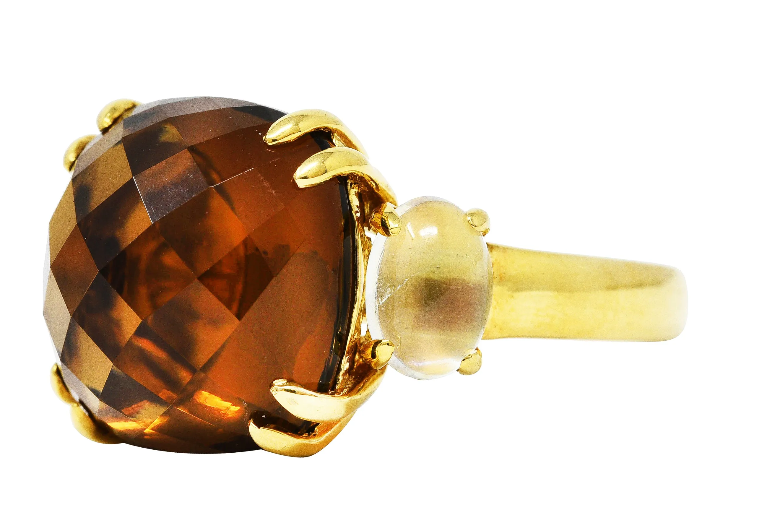 Contemporary Citrine Moonstone 18 Karat Yellow Gold Gemstone Ring