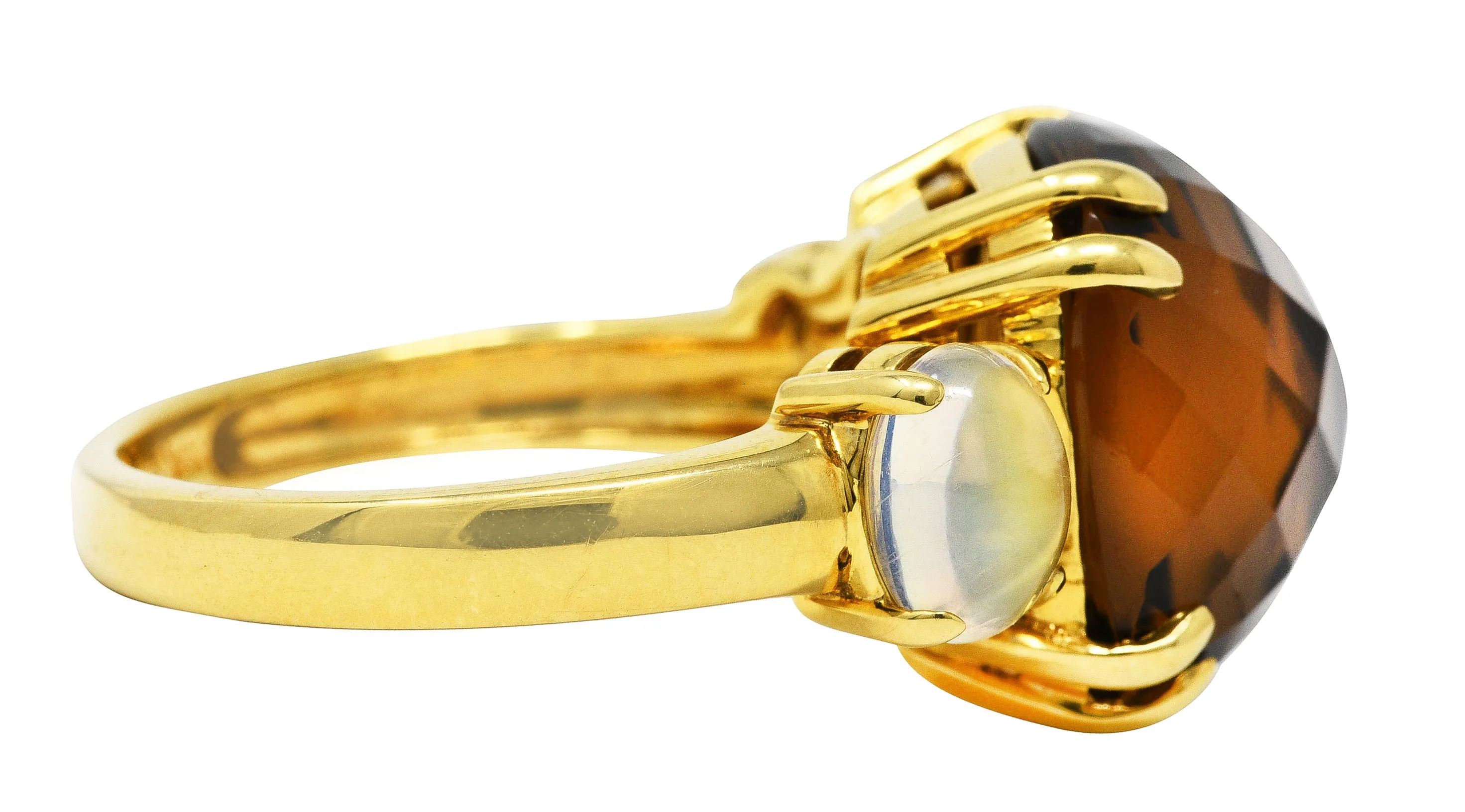 Contemporary Citrine Moonstone 18 Karat Yellow Gold Gemstone Ring