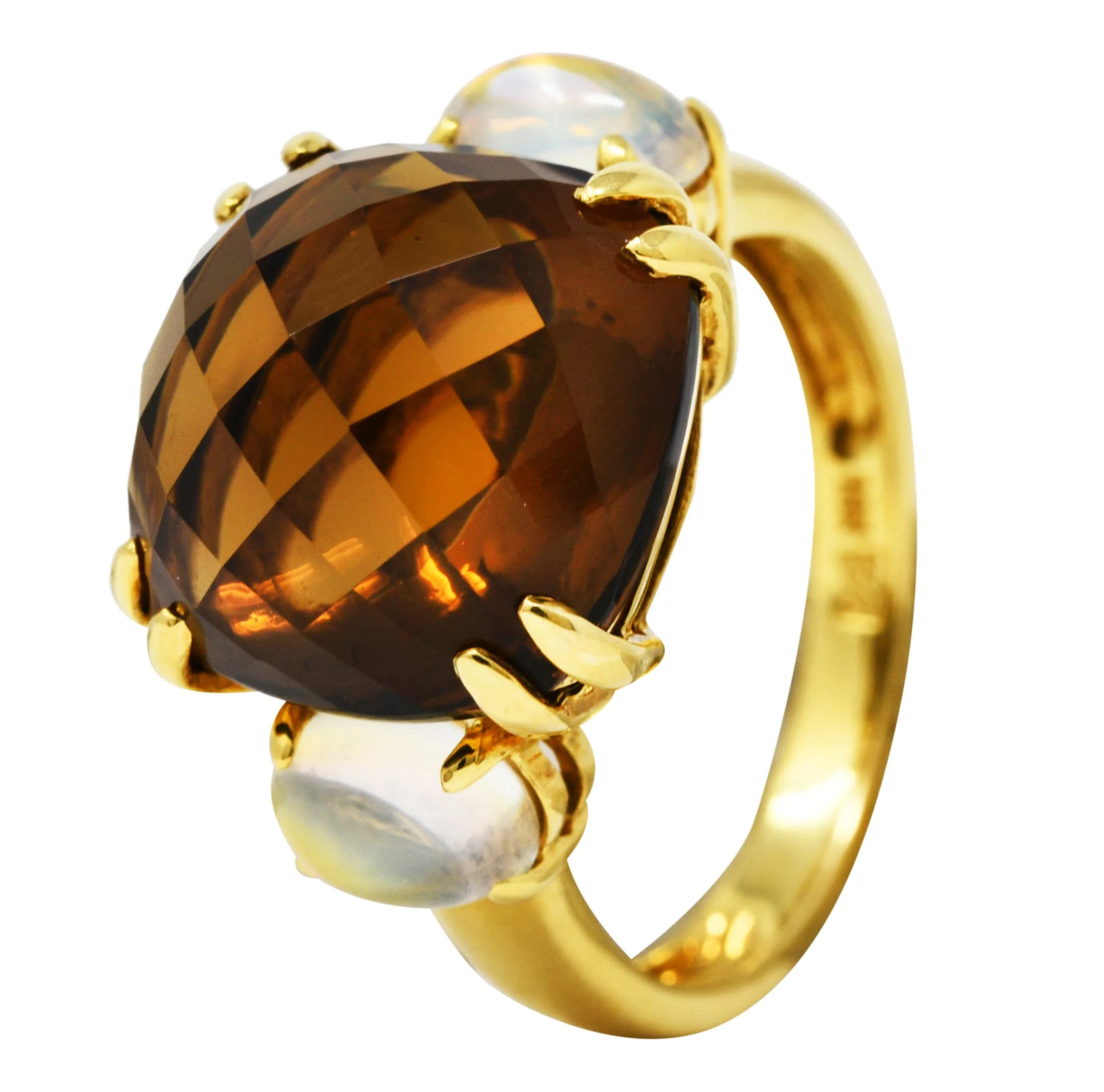 Contemporary Citrine Moonstone 18 Karat Yellow Gold Gemstone Ring