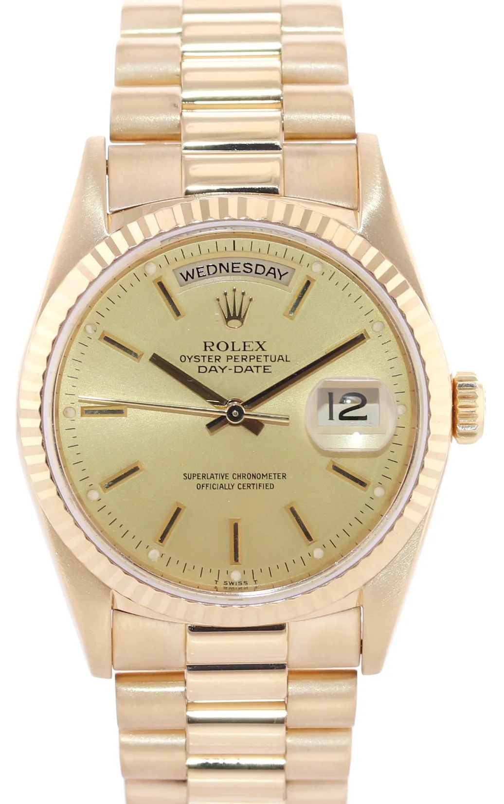 Copy of SERVICED Rolex President 36mm Champagne Double Quickset Yellow Gold Watc