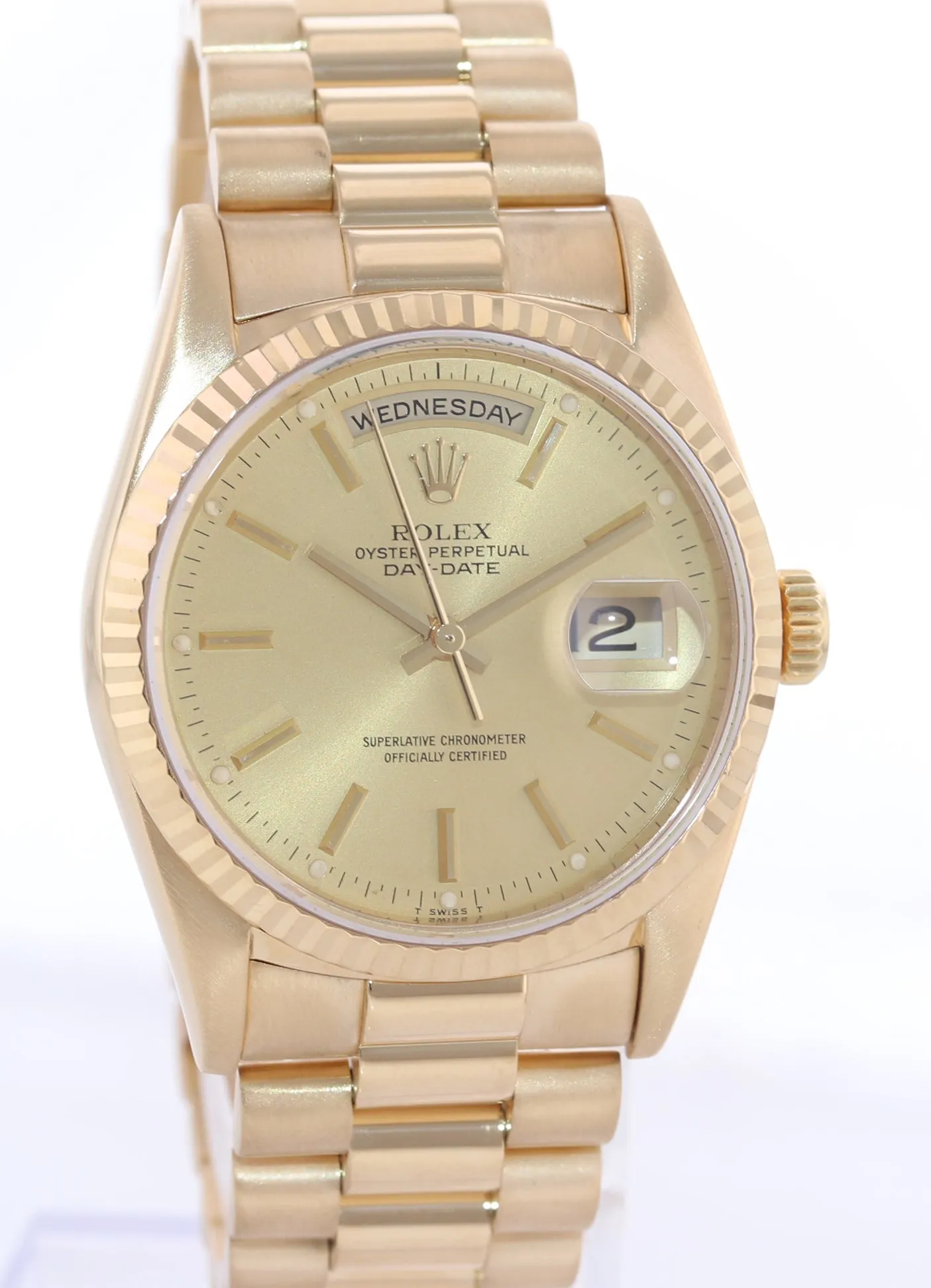 Copy of SERVICED Rolex President 36mm Champagne Double Quickset Yellow Gold Watc