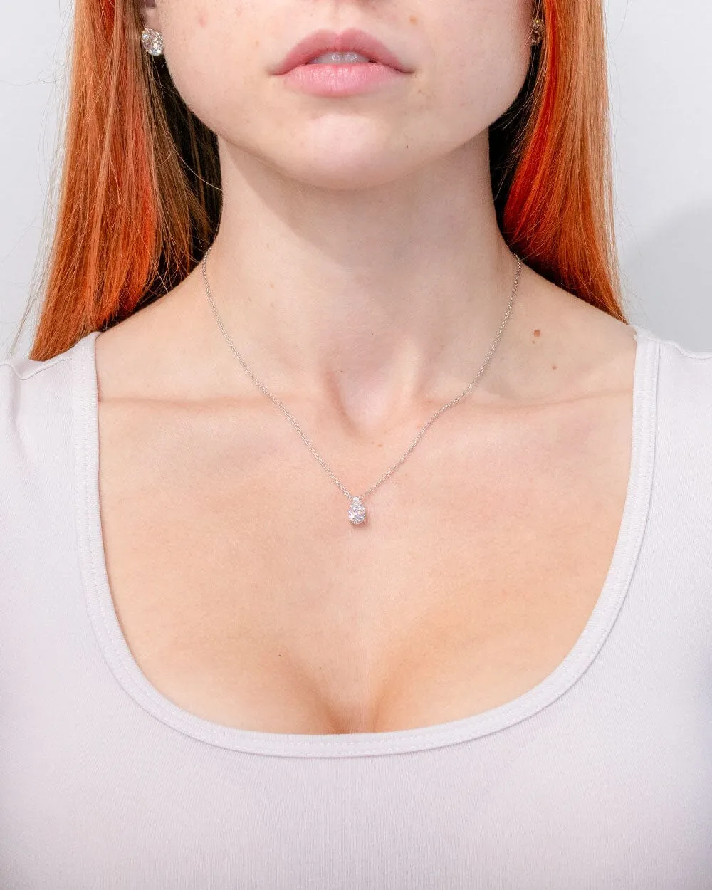 Core Pear Solitaire Diamond Necklace
