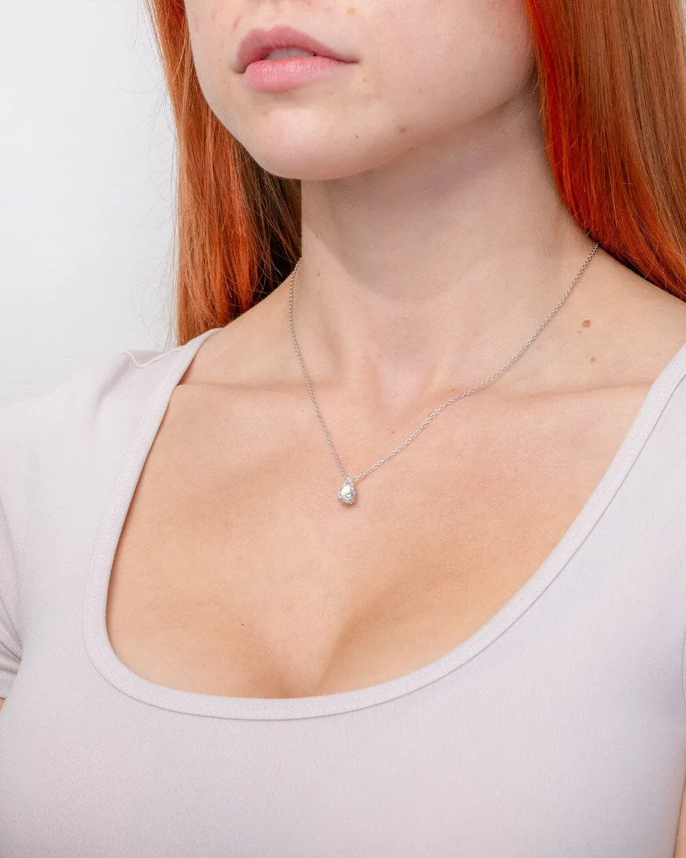 Core Pear Solitaire Diamond Necklace