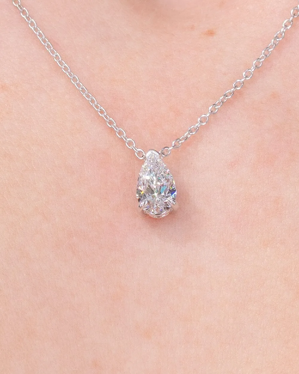 Core Pear Solitaire Diamond Necklace
