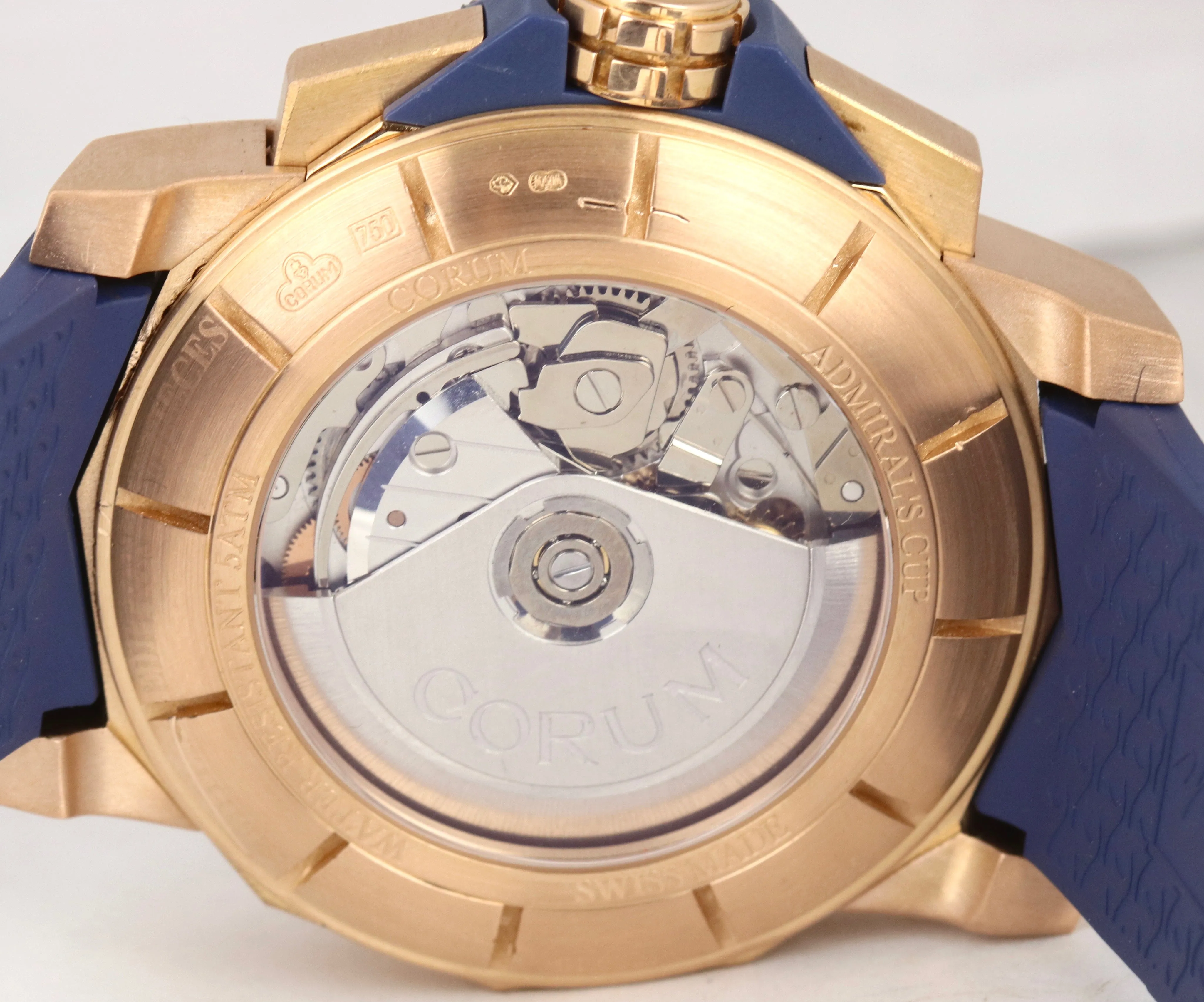 Corum Admiral's Cup Challenge 44mm Blue 18K Rose Gold Chronograph 01.0023 Watch