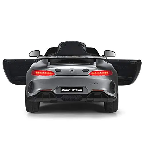 Costzon Ride On Car, 12V Licensed Mercedes Benz AMG Electric Vehicle w/ Remote Control, Opening Doors, Head/Rear Lights, Swing Function, MP3 USB TF Input, Horn, High/ Low Speed for Kids (Silver)